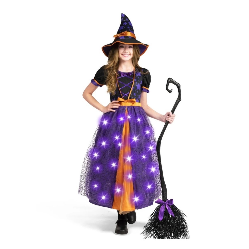 NEW Spooktacular Creations Light Up Witch Halloween Costume Girls  5-7‎ Yrs